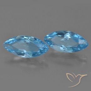 Gemas de Topacio Azul Suizo natural de 7.12 ct, Marquesa, VVS