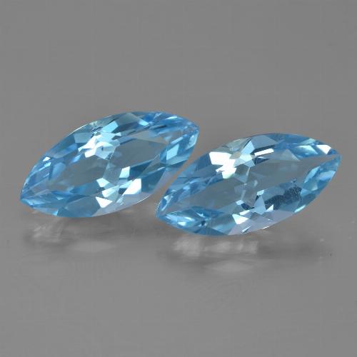 Gemas de Topacio Azul Suizo natural de 7.03 ct, Marquesa, VVS-VS
