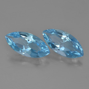 Gemas de Topacio Azul Suizo natural de 7.03 ct, Marquesa, VVS-VS