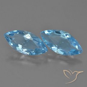Gemas de Topacio Azul Cielo natural de 6.44 ct, Marquesa, VVS