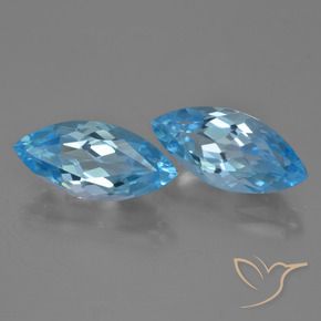 Gemas de Topacio Azul Suizo natural de 7.67 ct, Marquesa, VVS-VS