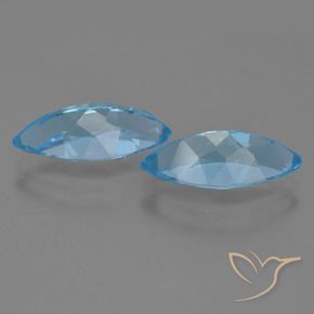Gemas de Topacio Azul Suizo natural de 7.67 ct, Marquesa, VVS-VS