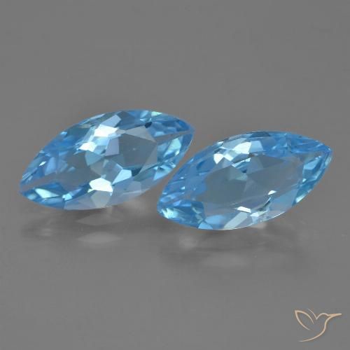 6.90ctw Natural Azul Cielo Topacio, Marquesa, VVS-VS