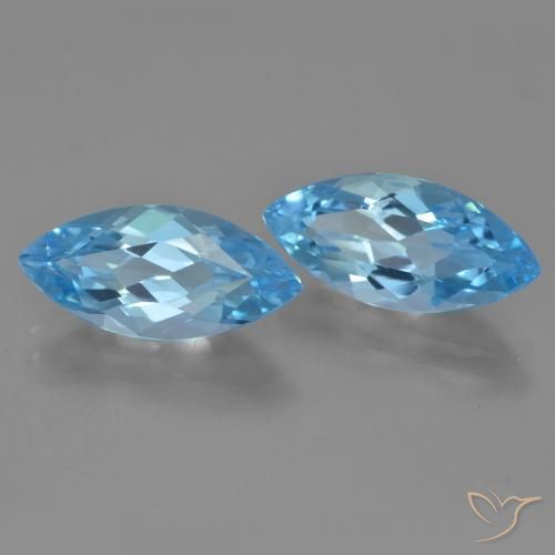 Gemas de Topacio Azul Suizo natural de 7.46 ct, Marquesa, VVS