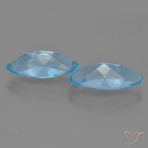 Gemas de Topacio Azul Suizo natural de 7.46 ct, Marquesa, VVS