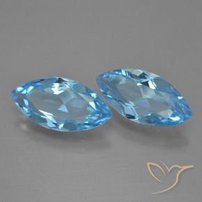 Gemas de Topacio Azul Suizo natural de 6.26 ct, Marquesa, VVS