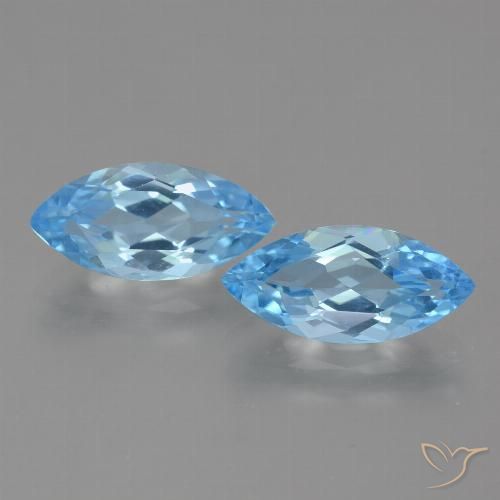 7.21ctw Natural Azul Cielo Topacio, Marquesa, VVS-VS