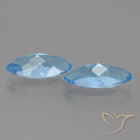 Gemas de Topacio Azul Cielo natural de 7.21 ct, Marquesa, VVS-VS