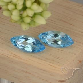 Gemas de Topacio Azul Suizo natural de 6.61 ct, Marquesa, VVS