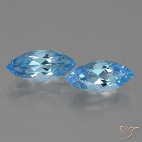 7.34ctw Natural Azul Cielo Topacio, Marquesa, VVS-VS