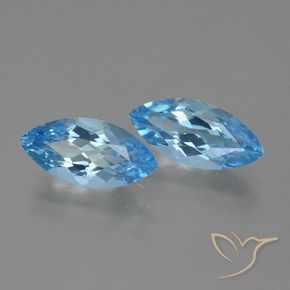 Gemas de Topacio Azul Suizo natural de 7.17 ct, Marquesa, VVS-VS