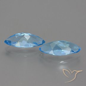 Gemas de Topacio Azul Suizo natural de 7.17 ct, Marquesa, VVS-VS