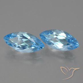 Gemas de Topacio Azul Cielo natural de 7.95 ct, Marquesa, VVS