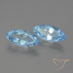 Gemas de Topacio Azul Cielo natural de 6.43 ct, Marquesa, VVS-VS