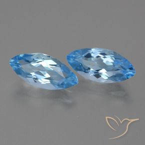 Gemas de Topacio Azul Suizo natural de 7.89 ct, Marquesa, VVS