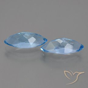 Gemas de Topacio Azul Suizo natural de 7.89 ct, Marquesa, VVS