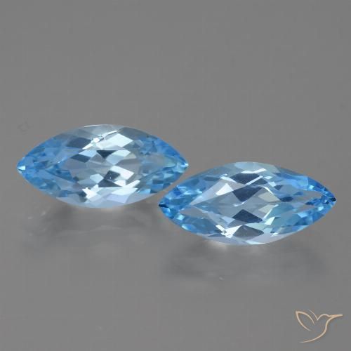 7.57ctw Natural Azul Suizo Topacio, Marquesa, VVS