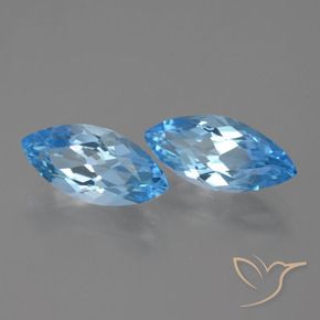 Gemas de Topacio Azul Suizo natural de 7.57 ct, Marquesa, VVS