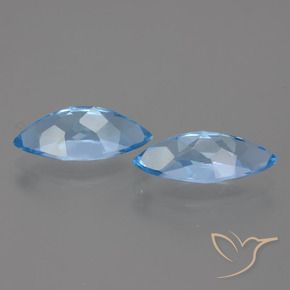 Gemas de Topacio Azul Suizo natural de 7.57 ct, Marquesa, VVS