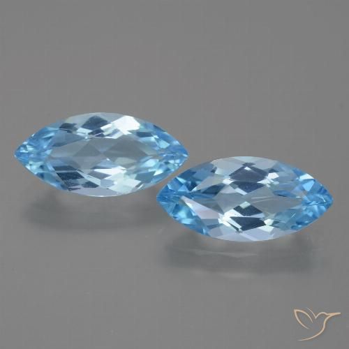 7.34ctw Natural Azul Cielo Topacio, Marquesa, VVS-VS