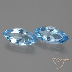 Gemas de Topacio Azul Cielo natural de 7.34 ct, Marquesa, VVS-VS
