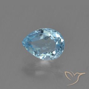 Topacio Azul Cielo natural de 0.92 ct, En forma de pera, VVS-VS