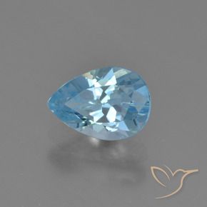 Topacio Azul Suizo natural de 0.93 ct, En forma de pera, VVS-VS