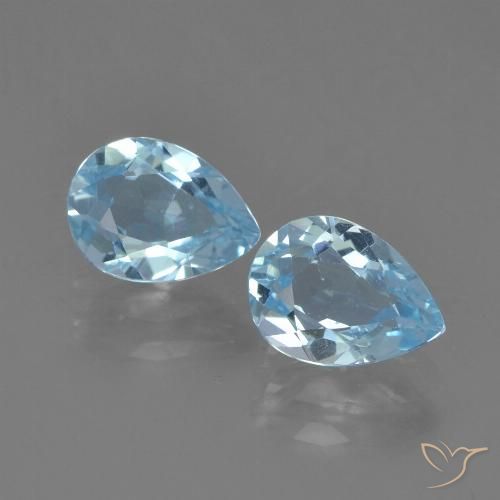 1.92ctw Natural Azul Suizo Topacio, En forma de pera, VS