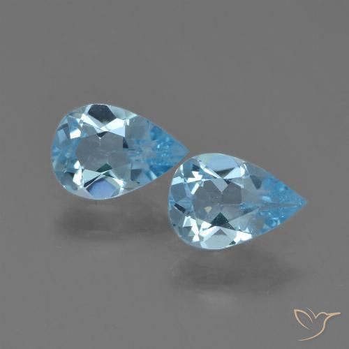 1.45ctw Natural Azul Suizo Topacio, En forma de pera, VS