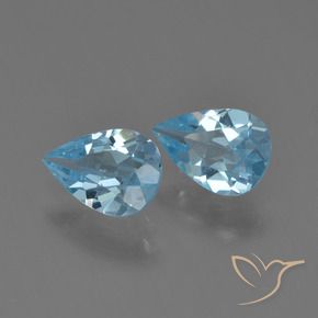 Gemas de Topacio Azul Suizo natural de 1.45 ct, En forma de pera, VS