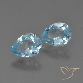 Gemas de Topacio Azul Suizo natural de 1.86 ct, En forma de pera, VS