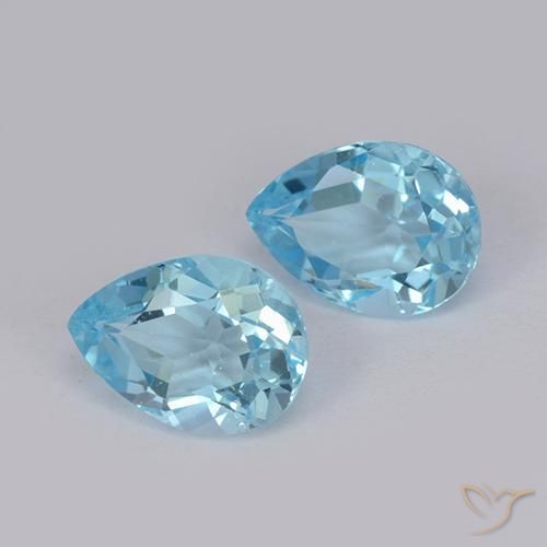 Gemas de Topacio Azul Cielo natural de 1.76 ct, En forma de pera, VS
