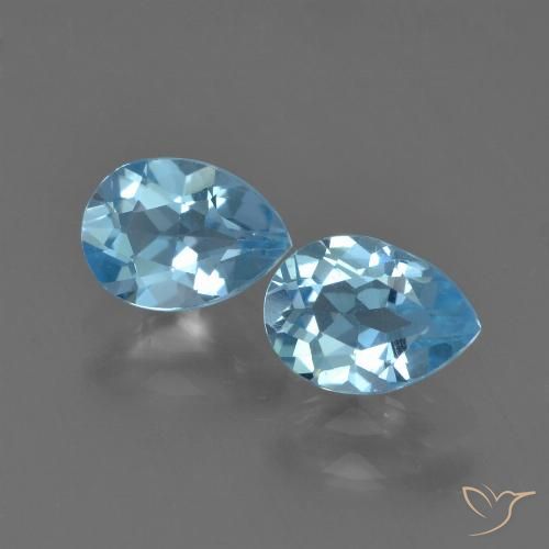 1.76ctw Natural Azul Suizo Topacio, En forma de pera, VS
