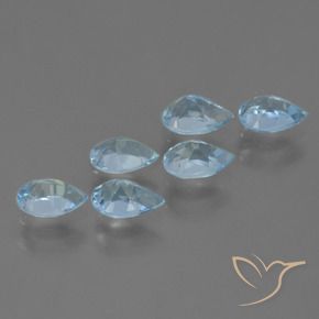 Gemas de Topacio Azul Cielo natural de 3.21 ct, En forma de pera, VS