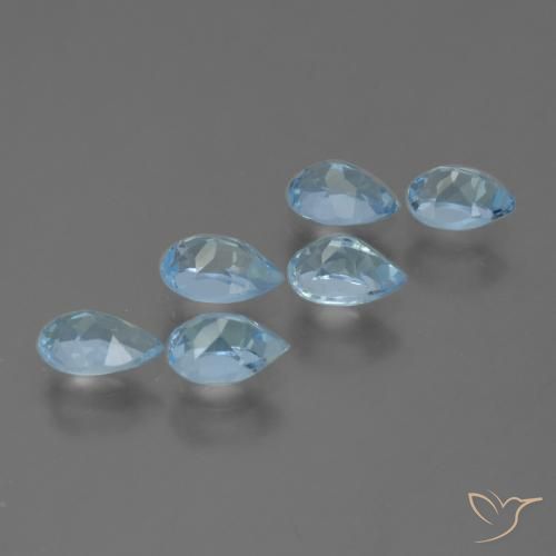 Gemas de Topacio Azul Suizo natural de 3.21 ct, En forma de pera, VS