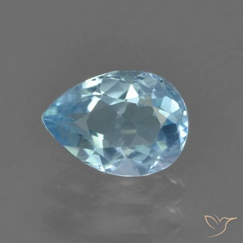 0.90ct Natural Azul Cielo Topacio, En forma de pera, VS