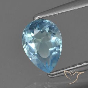 Topacio Azul Cielo natural de 0.90 ct, En forma de pera, VS