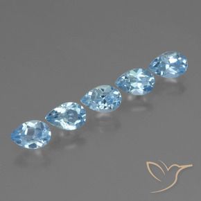 Gemas de Topacio Azul Suizo natural de 2.61 ct, En forma de pera, VS