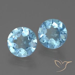 Gemas de Topacio Azul Suizo natural de 4.24 ct, Redondo, VVS-VS