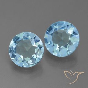 Gemas de Topacio Azul Cielo natural de 3.90 ct, Redondo, VS