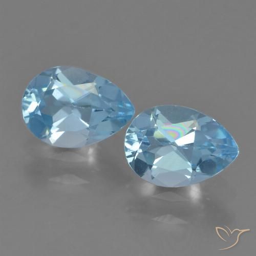 1.74ctw Natural Azul Suizo Topacio, En forma de pera, VVS