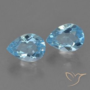 Gemas de Topacio Azul Cielo natural de 1.69 ct, En forma de pera, VVS-VS