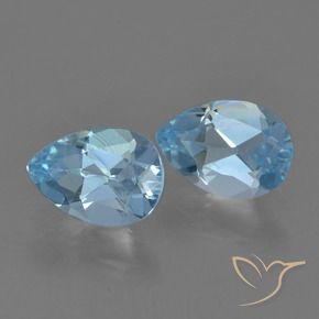 Gemas de Topacio Azul Cielo natural de 1.58 ct, En forma de pera, VVS-VS