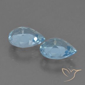 Gemas de Topacio Azul Suizo natural de 1.61 ct, En forma de pera, VVS-VS