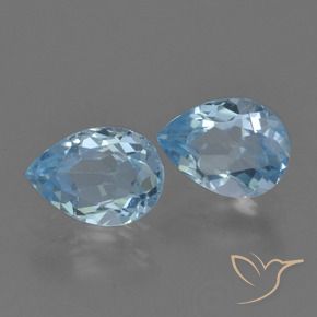 Gemas de Topacio Azul Suizo natural de 1.66 ct, En forma de pera, VVS-VS