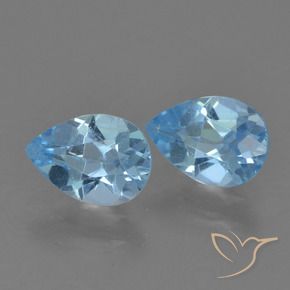 Gemas de Topacio Azul Suizo natural de 1.63 ct, En forma de pera, VVS-VS