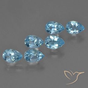 Gemas de Topacio Azul Cielo natural de 3.32 ct, En forma de pera, VS
