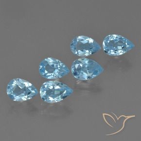 Gemas de Topacio Azul Cielo natural de 3.47 ct, En forma de pera, VS