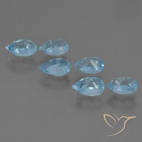 Gemas de Topacio Azul Cielo natural de 3.47 ct, En forma de pera, VS