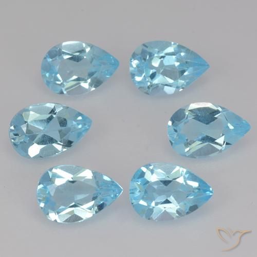 Gemas de Topacio Azul Cielo natural de 3.10 ct, En forma de pera, VS